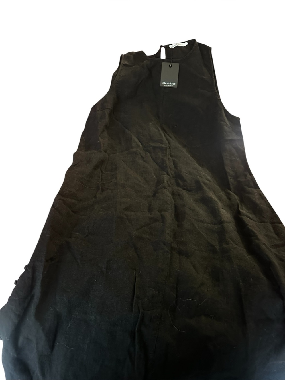 NWT Brave + True 100% Black Linen Sleeveless Dress- Size XL
